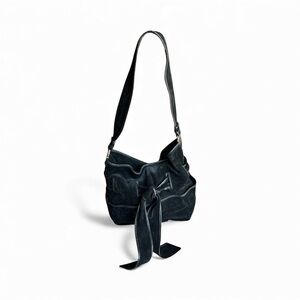 Kooba soft Black black suede with leather trim bow Shoulder carryall Bag